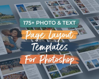 Photo and Text Photo Book Page Layouts for Photoshop (Square)