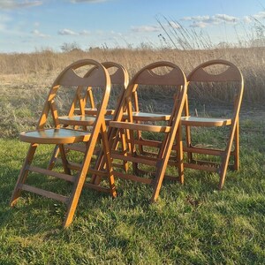 Set of 6 Bentwood Frame Folding Chairs w/Green Vinyl Seats ~ Vintage Portable/Storable Seating ~ Theater/Circus Chairs