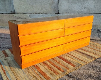 Gorgeous Vintage Teak Double Dresser by Arne Wahl Iverson for Vinde Mobelfabrik ~ Custom Glass Top ~ Made in Denmark ~ Minimalist