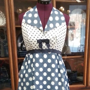 Polka Dot Maxi Blue White Navy Voile Empire Bow Formal Party Color Block Multi-color Sleeveless Women&#39;s Evening 1970s Dress Vintage
