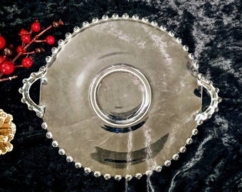 Imperial Candlewick 10&quot; Vintage Double Handle Serving Platter, Hand Blown Glass, Candlewick Clear (Stem 3400), Mid Century, 1950&#39;s Glassware