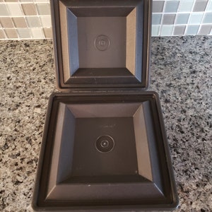 Tupperware Get Together  Square Server Midnight Black ~ Vintage Portable Serving Dishes ~