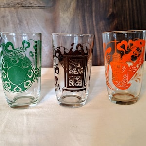 Kraft Swanky Swig Juice Glasses, Antique Pattern, Set of 3