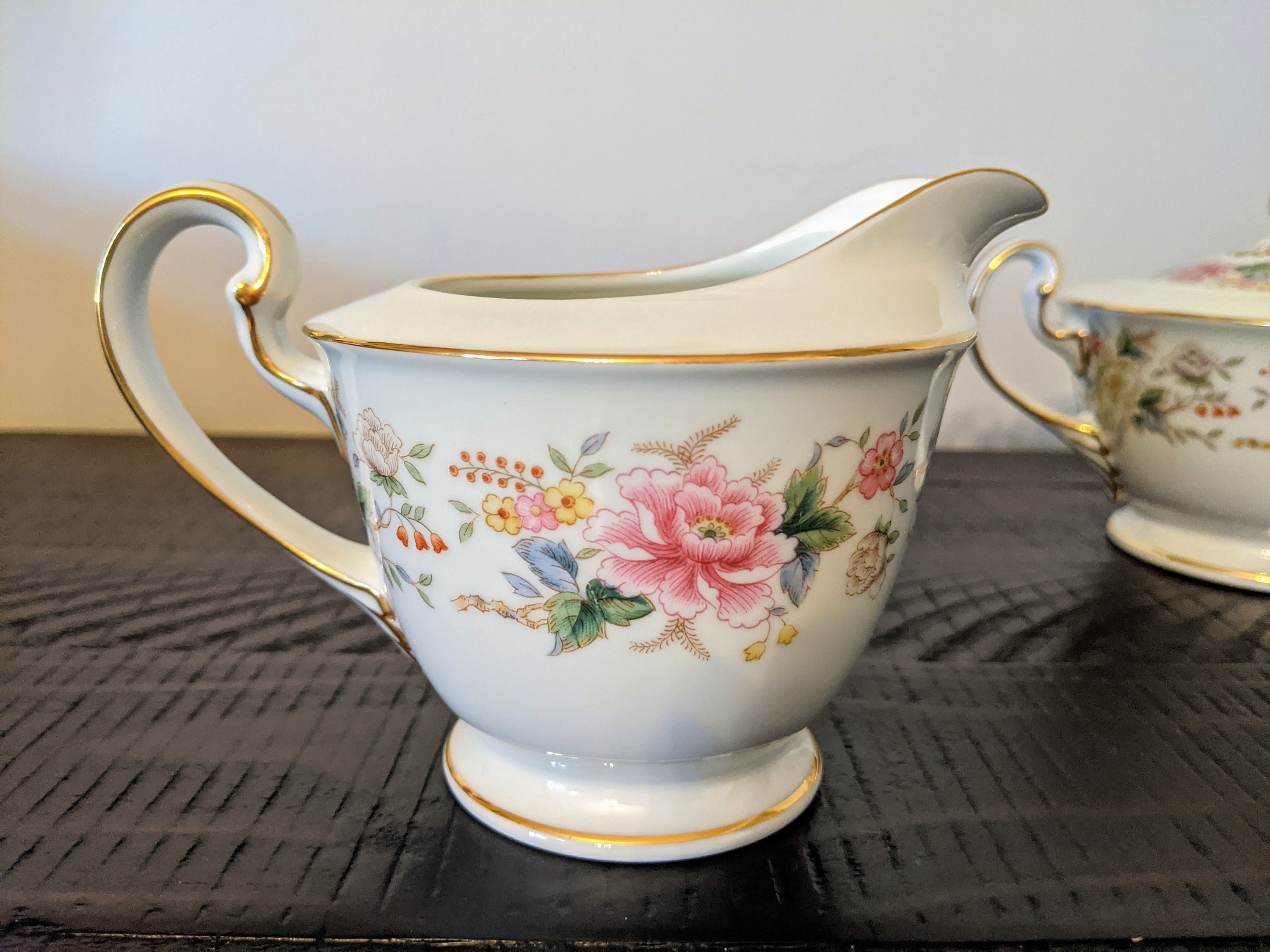 Noritake China Mystery #196 Creamer and Sugar Bowl With Lid, Made