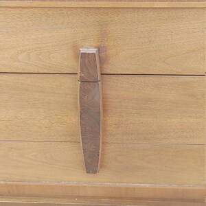 Vintage Danish Modern Double Dresser w/Offset Mirror ~ Burlwood Vertical Pulls ~ Tapered Legs ~ 6 DrawerCredenza ~ MCM image 8