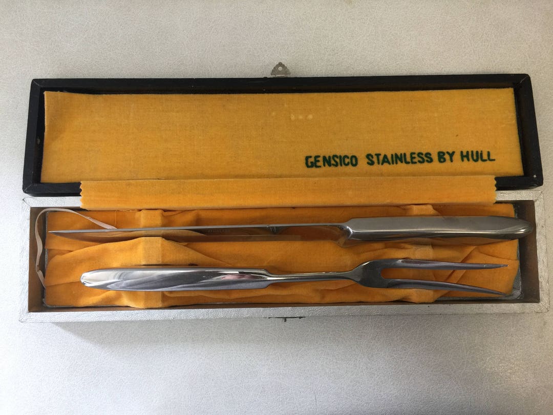 Vintage Carving Set, Gensico Stainless by Hull in Original Box Knife