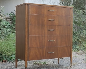 Cerama by Broyhill Premier Gentleman's Chest ~ Cathedral Mahogany ~ Vintage 5 Drawer Tall Dresser ~ Mid Century Modern Bedroom Storage
