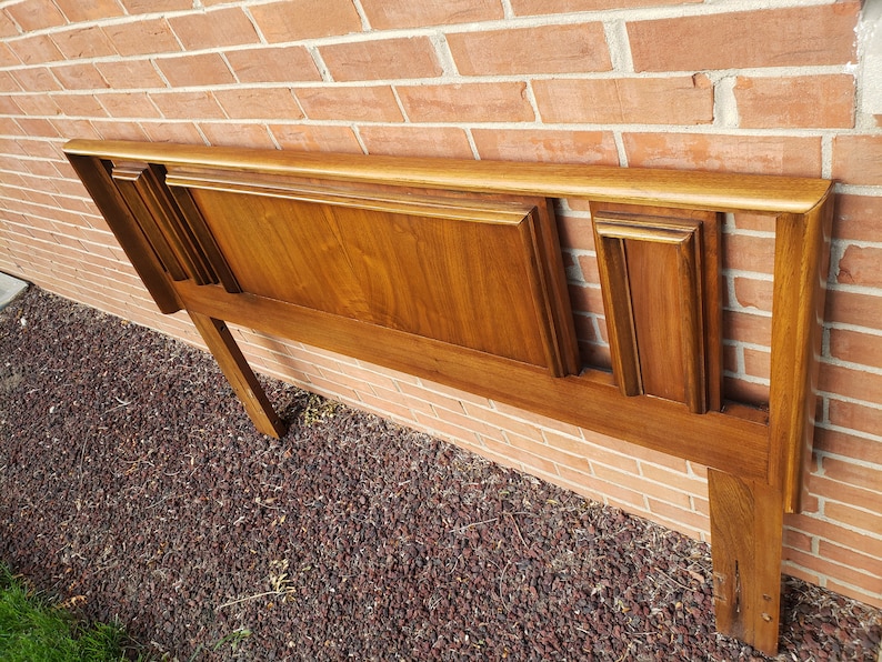 Vintage Walnut Headboard Mid Century Modern Queen Headboard Etsy Ireland
