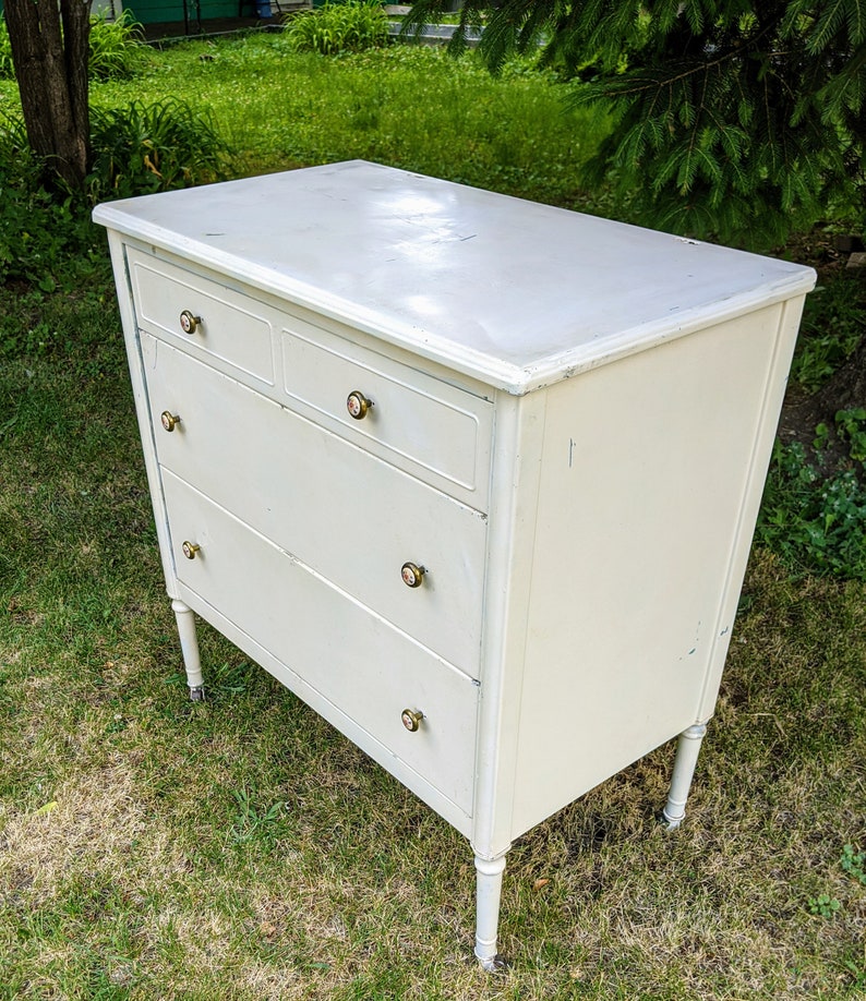 Vintage Simmons Metal Three Drawer Dresser on Wooden Casters Etsy