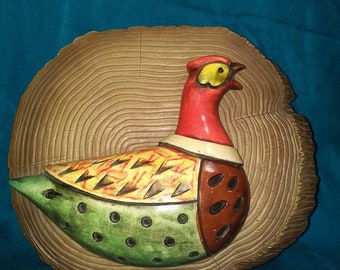 Mod Lefton Pheasant Wall Plaque ~ Ceramic Wall Decor ~ Modernist ~ Minimalist ~ Molded in Relief ~ Vintage