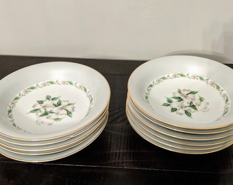 Noritake China Edgemont 5216 Coupe Soup Bowls ~ Dogwood Pattern