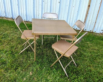 Samsonite Square Folding Table and Chairs ~ Vintage Card Table Set ~ Schwayder Bros. Detroit ~ Portable Dining