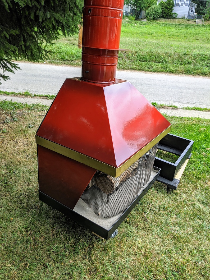 Vintage Malm Queen Red Fireplace with Original Birch Logs Etsy