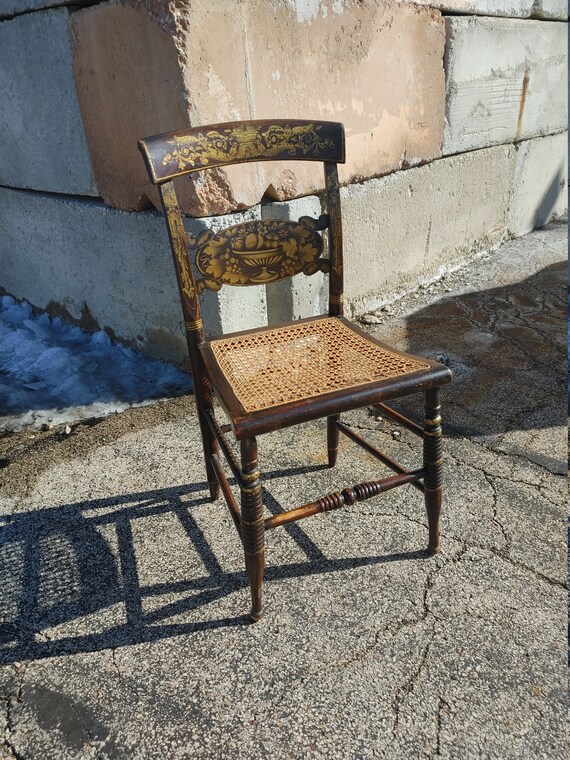 Antique Hitchcock Style Chair W/caned Seat Early American Etsy