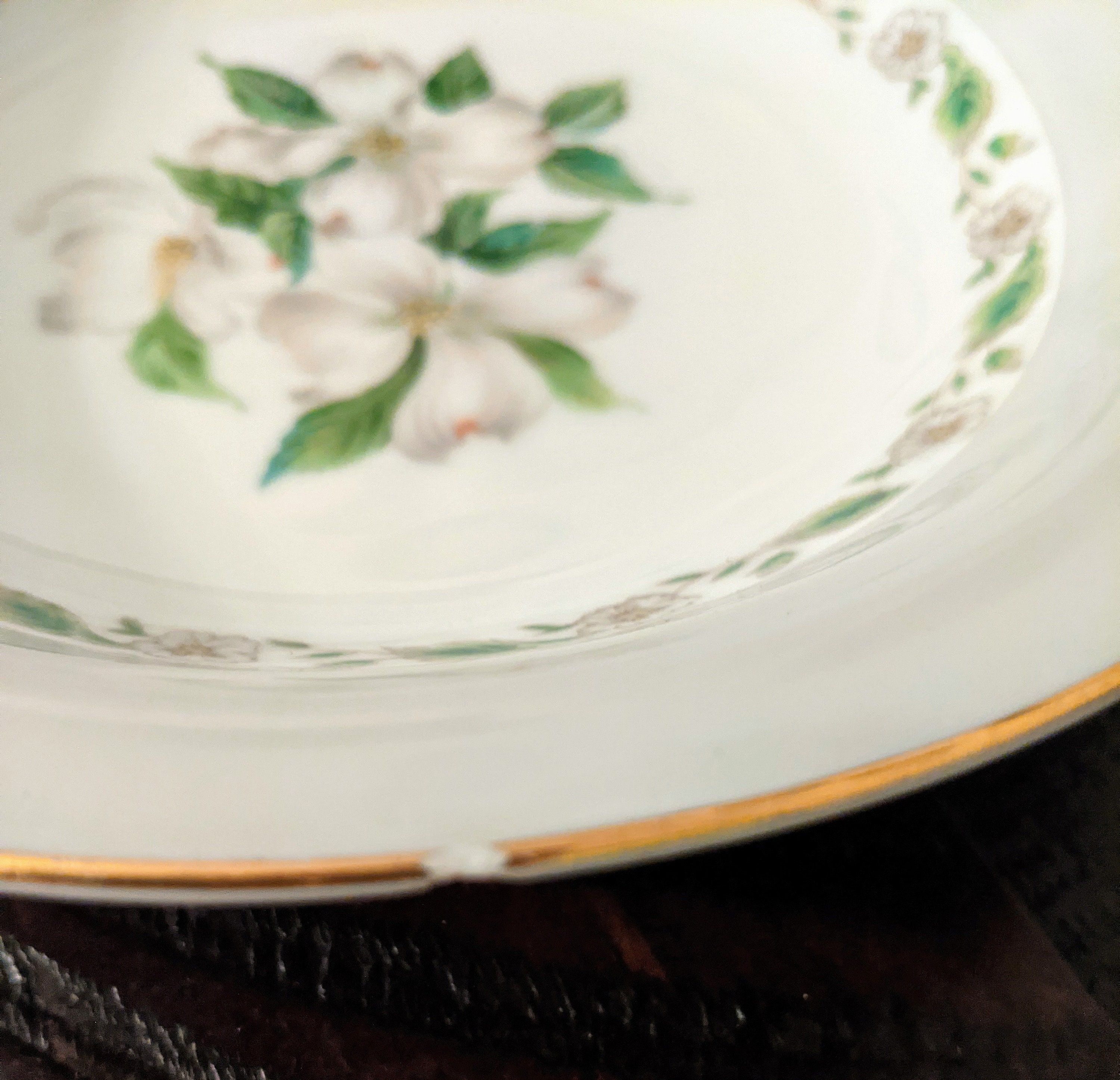 Noritake China Edgemont 5216 Coupe Soup Bowls ~ Dogwood Pattern