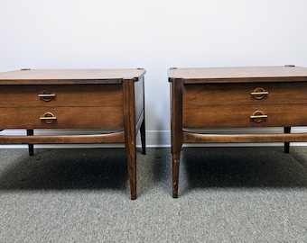 Pair of Vintage Bassett End Tables - Nightstands ~ Solid Walnut Side Tables ~ Danish Modern