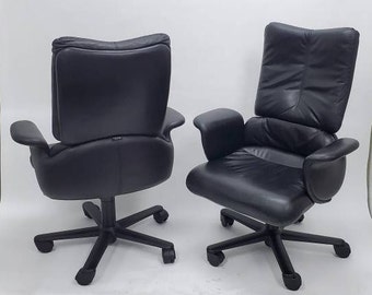 Vintage Geoff Hollington for Herman Miller Executive High Back Desk Chair ~ Black Leather