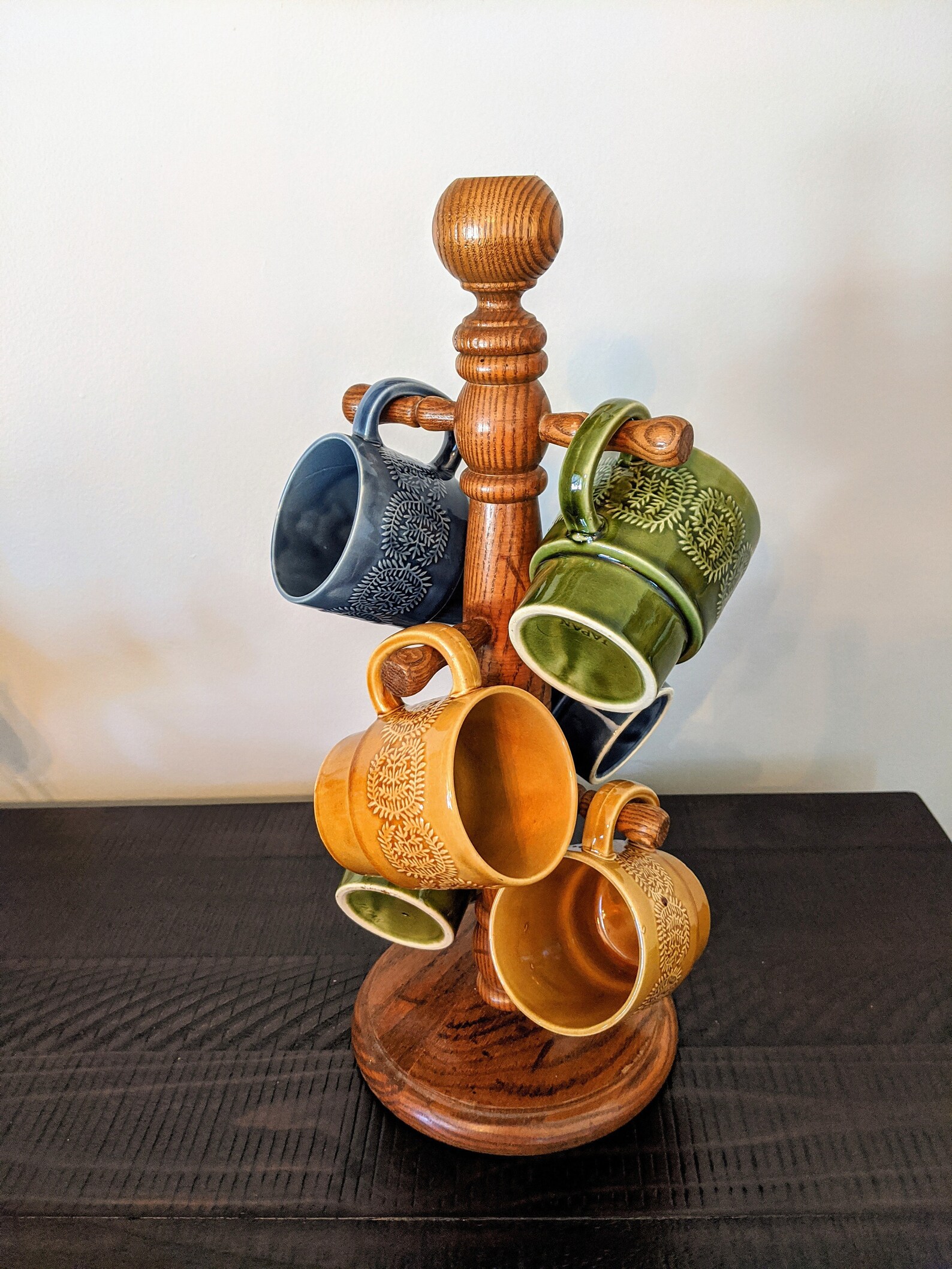 Vintage Ceramic Stacking Mugs With Mug Rack Set of Six Etsy