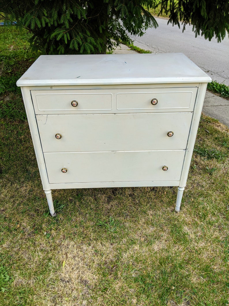Vintage Simmons Metal Three Drawer Dresser on Wooden Casters Etsy