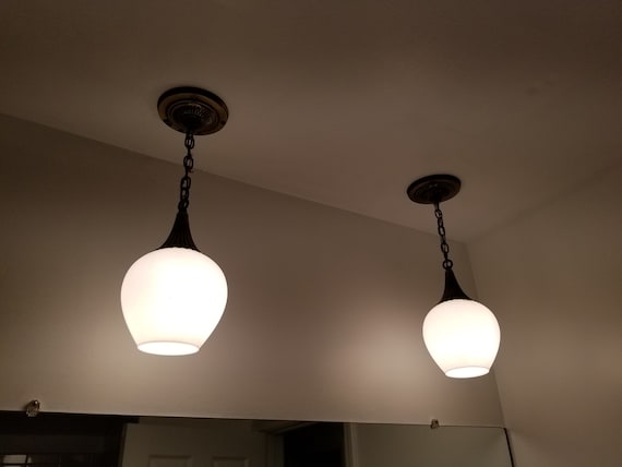 Pair Of 1972 Halo By Lite Trend Pendant Lights Danish Modern Etsy