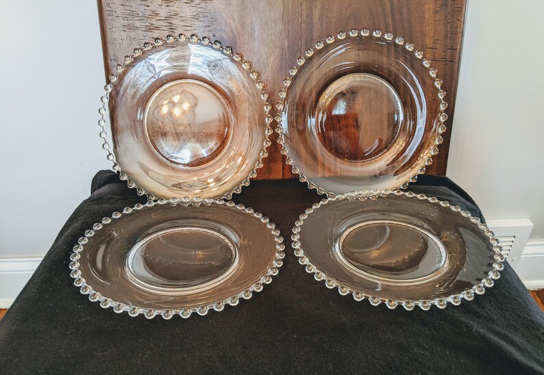 Candlewick Clear Luncheon Plates Set of 4 Blown Glass Etsy