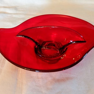 Viking Glass Divided Dish, Epic Ruby, Candy Dish, Relish Dish
