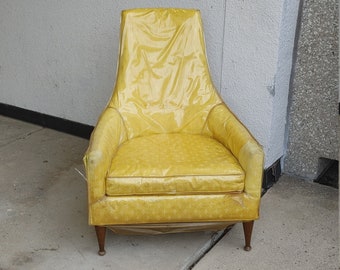 Mod Vintage Yellow Lounge Chair for Rescue ~ Needs Restoration ~ Re-upholster ~ Silver Craft MCM Armchair ~ Restore/Save/Refresh