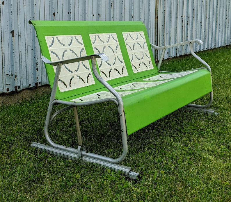 Vintage Bunting Metal Bench Glider Patio Furniture Outdoor Etsy