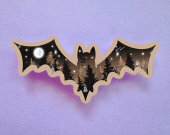 Spooky Bat Sticker, Vinyl Waterproof Halloween Sticker, Witchy Stationery, Spooky Stickers, Goth Stickers, Animal Planner Stickers.