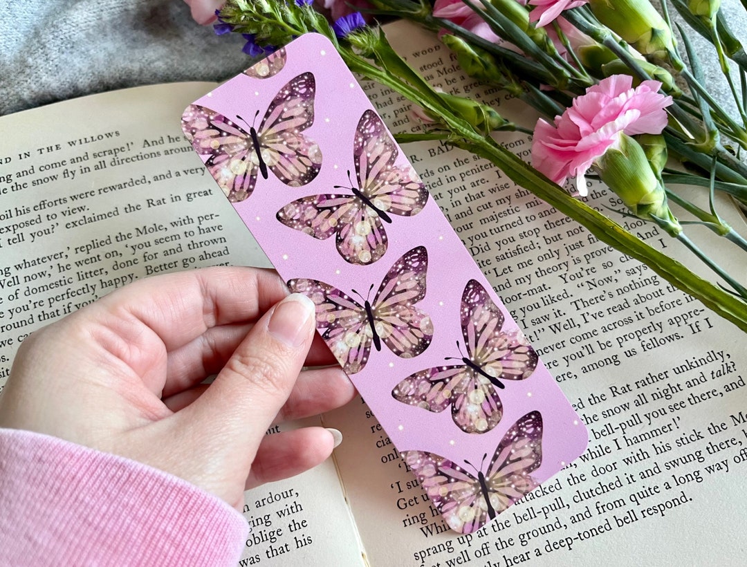 Pink Butterfly Bookmark, Cute Insect Bookmark, Spring Garden, Cottage ...