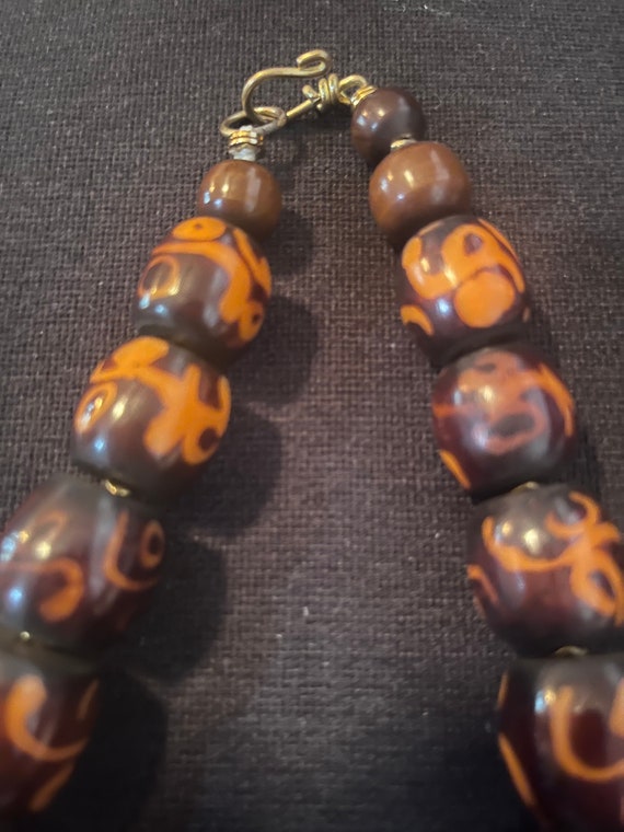 Rare Vintage Large Wooden Bead Necklace