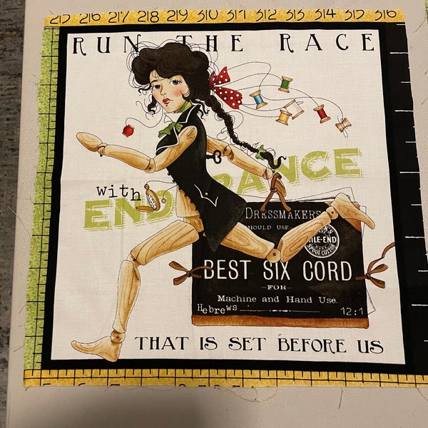 Fabric Square of a Lady Runner Square Cut Out