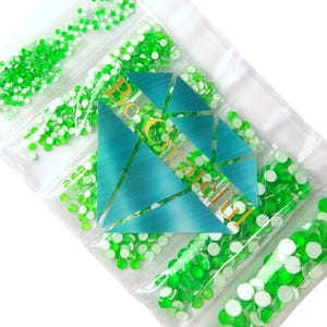 Multi-Size Neon Green Glass Flatback Rhinestones
