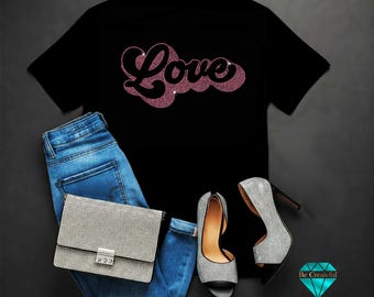 Love Retro Rhinestone Transfer