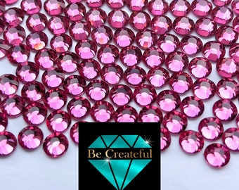 FLATBACK ROSE Pink Rhinestones