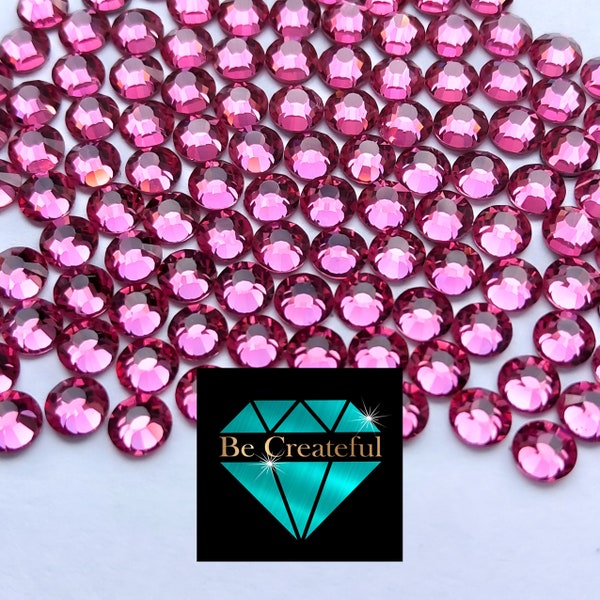 FLATBACK ROSE Pink Rhinestones