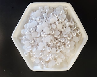 White Resin Decoden Cabochon Flatback Pearls