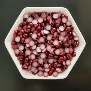 Dark Red/Burgundy Resin Decoden Cabochon Flatback Pearls