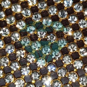 Crystal Set In Gold Hotfix Glass Rhinestone Mesh Strips