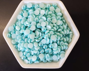 Robin Egg Blue Resin Decoden Cabochon Flatback Pearls