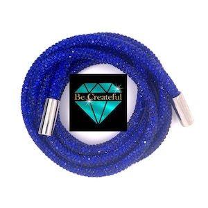 Cobalt Royal Blue Rhinestone Hoodie String Rope