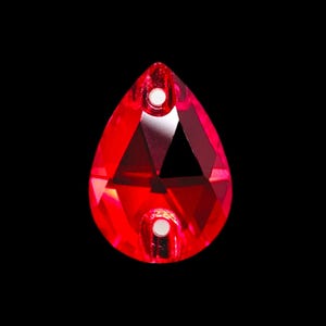 Light Siam DROP SHAPED Sew On Rhinestones
