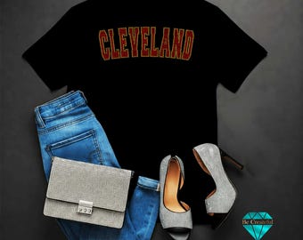 Curved Cleveland Rhinestone Transfer