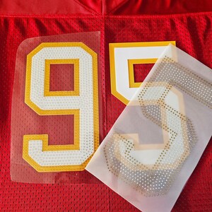8" Varsity Twill and Rhinestone Number - Iron On Patch