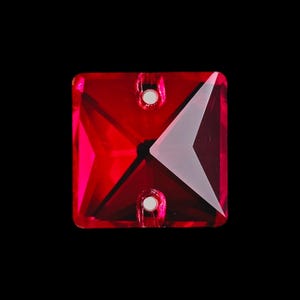 Light Siam SQUARE SHAPED Sew On Rhinestones