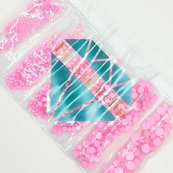 Multi-Size Neon LIGHT Pink Flatback Rhinestones