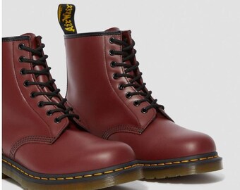red doc martens shoes