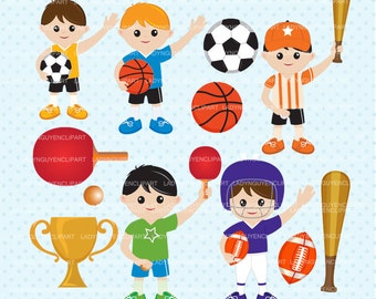 INSTANT DOWNLOAD - Sport Boys Digital Clip Art .PNG files for Card Design, Scrapbooking, and Web Design - CL0012