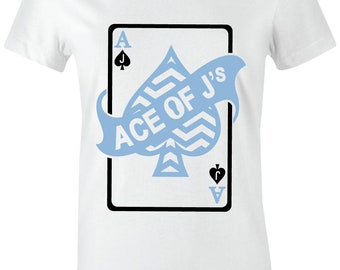 Ace of J's - Juniors/Women's T-Shirt to Match Jordan 1 "UNC" University Blue 2021