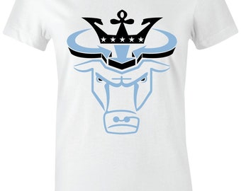 Crown Bull - Juniors/Women's T-Shirt to Match Jordan 1 "UNC" University Blue 2021